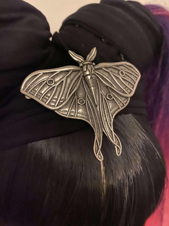 Beautiful Large Lunar Moth Silver Metal Clip Barrette Hair  display picture 3