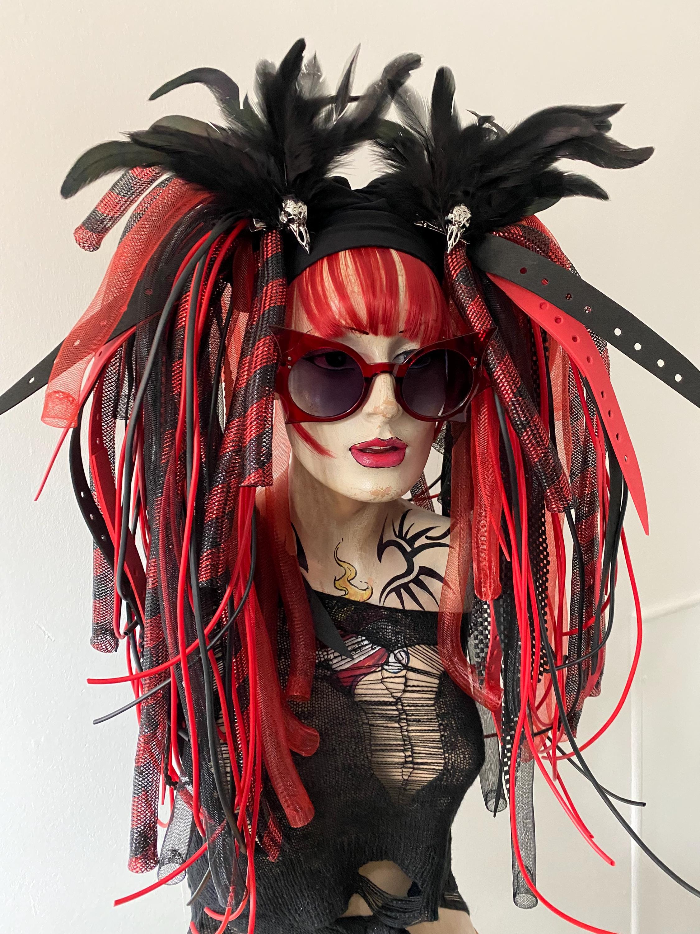 Cyber Goth Missneedles Android Cyberlox and Rubber Hair Falls