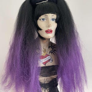 Gothic Goddess black & amethyst purple ombre high volume huge crimped  MissNeedles exclusive design Vampires&#39;s hair falls goth fetish kink