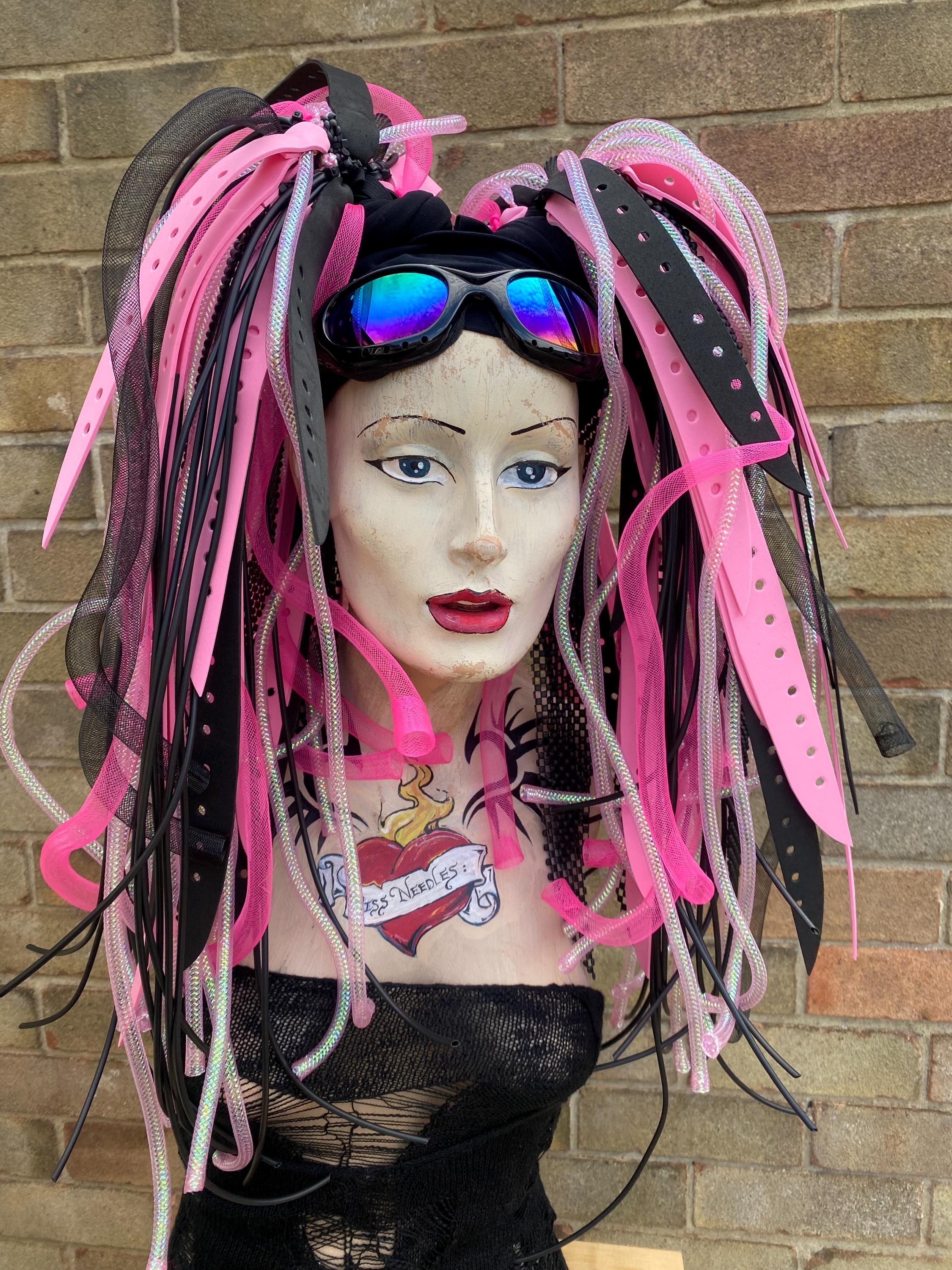 Cyber Goth Missneedles Android Cyberlox Rubber Hair Falls Bunches