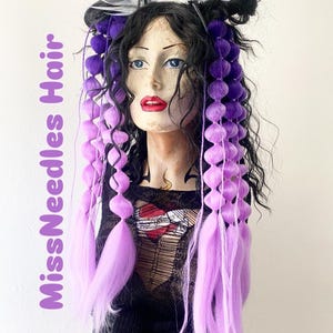 Pixie Purple fabulous  Bubble Bobble Cute texture geisha tassel lox MissNeedles club party festival bunches hair extensions goth Halloween
