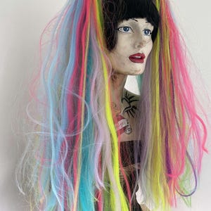 Neon rainbow Unicorn kawaii ombre high volume huge crimped MissNeedles exclusive design fluffy hair falls goth cute anime