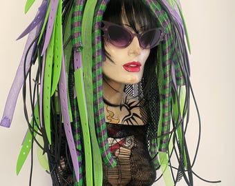 Cyberlox Dread Goth Green Black Greenweb Hair Falls - Etsy display picture 3