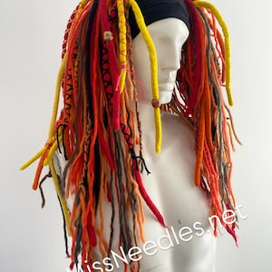 Fire tones blend Hand made Natural wool dreadlocks wig goth punk industrial fairy unisex cosplay chemo comfy festival clubber no hair needed