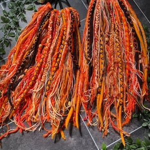 One off exclusive MissNeedles wool dream dreadlock mixed media full tie in dreadlock falls natural bright orange ginger tones festival boho