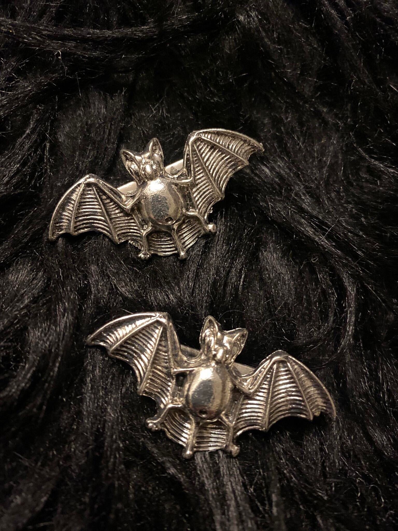 Silver Bat Wing Hair Clip Set Amazon.com : FRCOLOR 2pcs Gothic Hair Clip Metal Bat Wings  main image 2
