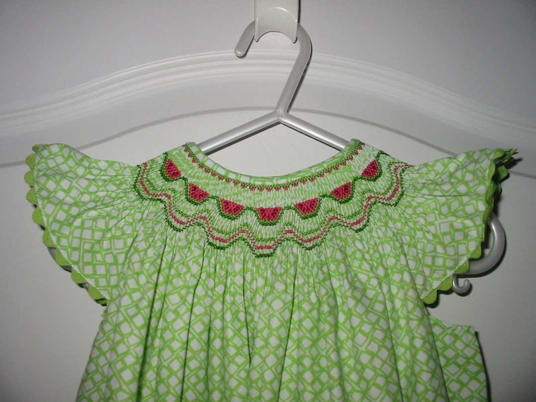 Robe Fille Marmalata Motif Pastèque - Taille 6, Coton Smocked, Occasion Très Bon état