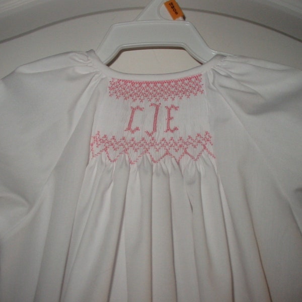 Custom Hand Smocked Baby Daygown Your INITIAL or MONOGRAM, some ready to add monogram, Easter bunnies , duck