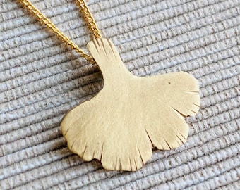 Gingko leaf gold necklace, Dainty gold plated gingko necklace, Dainty necklace gift for her