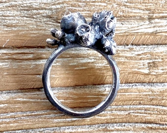 Sukkulenten Silberring, botanischer Silberring, Natur inspirierter Ring, Gartenring, Skulpturaler Ring