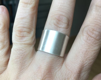 Handmade Sterling Silver Wide Band Ring: Adjustable Unisex Design