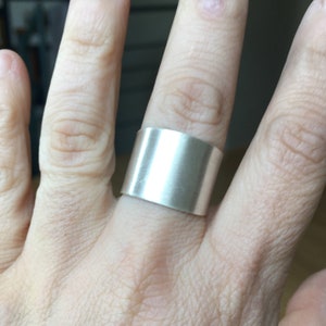 Handmade Sterling Silver Wide Band Ring: Adjustable Unisex Design
