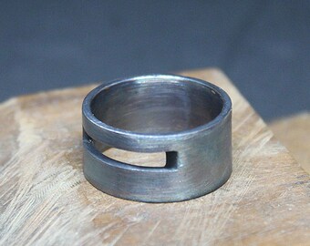 Handmade Matte Black Sterling Silver Ring - Thick Minimalist Band