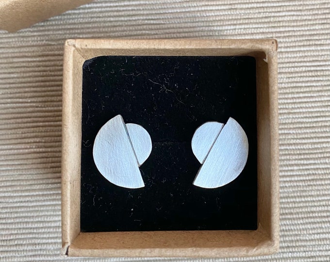 Minimalist stud earrings, Sterling silver geometric stud earrings, Birthday gift for her