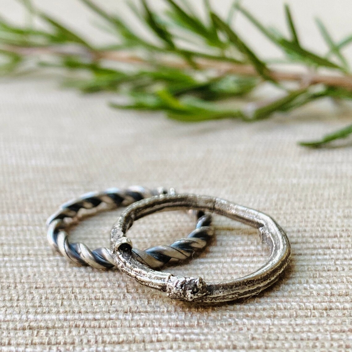 Sterling Silver Stacking Ring Set: Handmade Twig & Twisted Wire Rings ...