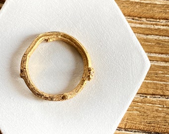 Gold Plated Twig Ring: Sterling Silver Minimalist Nature Jewelry