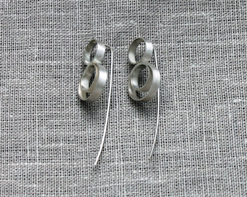 Etsy Pick, Minimalist sterling silver edgy earrings, Geometric earrings image 3