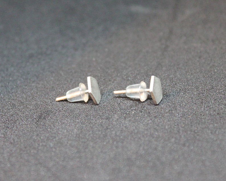 Pentagon silver stud earrings, Sterling silver earrings, Unisex stud earrings, stocking stuffers image 3