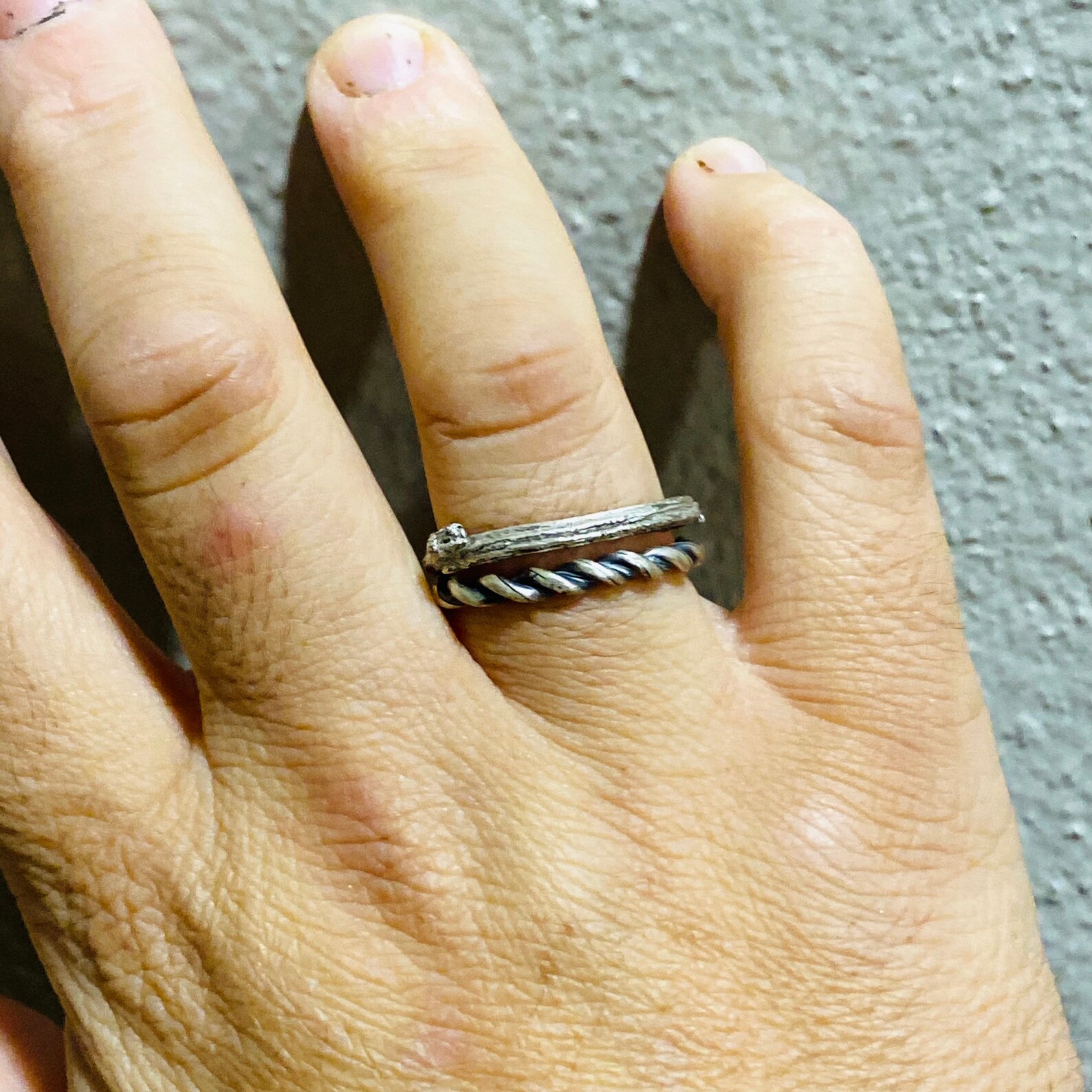 Sterling Silver Stacking Ring Set: Handmade Twig & Twisted Wire Rings ...
