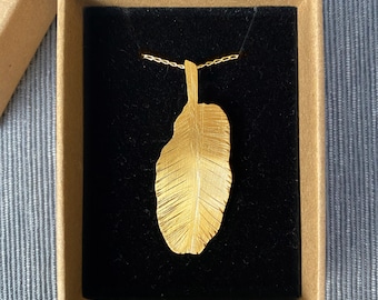 Gold banana plant leaf necklace, Urban jungle gold pendant, Gold plated botanical necklace for women