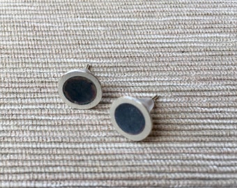 Oxidized Sterling Silver Stud Earrings: Minimalist Black Dot Design