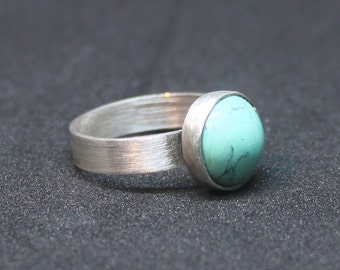 December birthstone ring, Turquoise sterling silver ring, Solitaire gemstone ring