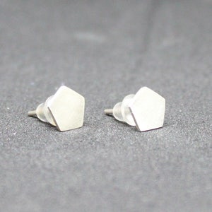 Pentagon silver stud earrings, Sterling silver earrings, Unisex stud earrings, stocking stuffers image 2