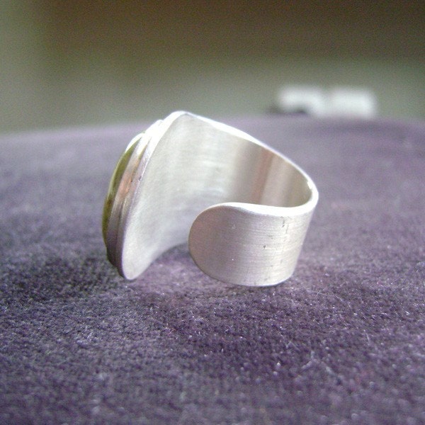 Bague Réglable En Jaspe Unakite Naturel - Pierre Verte Et Rose, Acier Inoxydable, Modèle Unique
