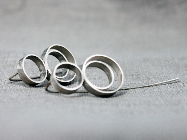 Etsy Pick, Minimalist sterling silver edgy earrings, Geometric earrings image 1