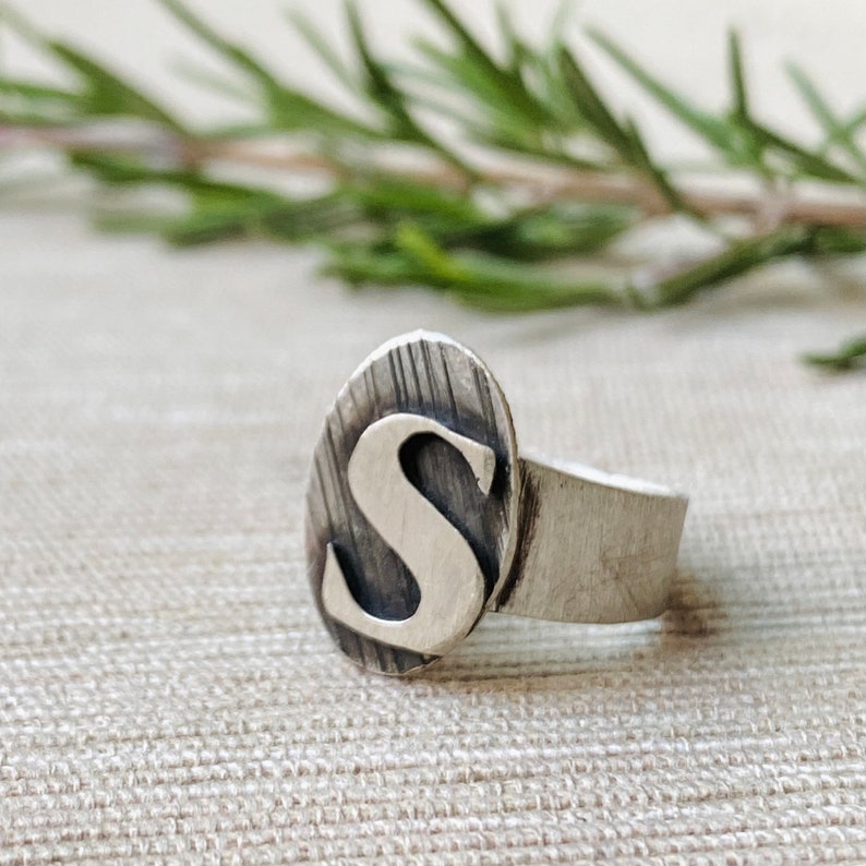 Large initial ring, Personalised letter ring. Initial signet ring, Alphabet jewelry, Monogram ring, Personalised gift image 1