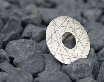 Oversized textured silver ring for women, Sterling silver geometric statement ring, Present for her