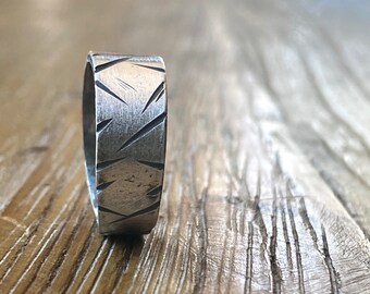 Handcrafted Sterling Silver Band Ring: Statement Wedding Ring for Men
