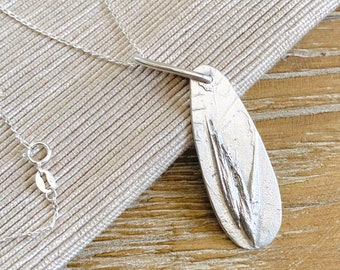 Botanical silver sterling silver necklace, Wabi-sabi silver pendant, Gift for botanist