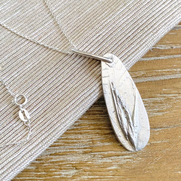 Botanical silver sterling silver necklace, Wabi-sabi silver pendant, Gift for botanist