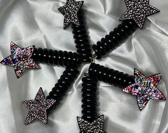 Star Spiral Hair Ties: No-Crease Phone Cord Hair Bands