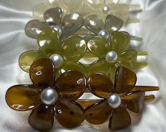 Acrylic Flower Hair Clip | Jelly Hair Claw, Bridal Accessory
