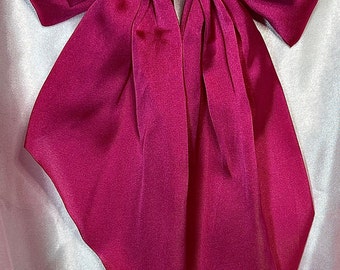 Large Satin Hair Bow Clip: French Tail Barrettes