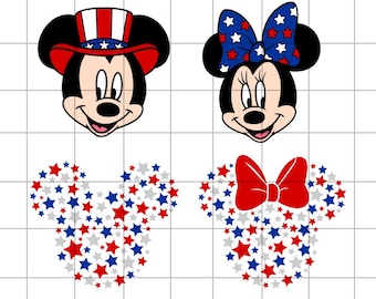 4th Of July Stars Svg Bundle, Mickey Fourth Of July Clipart, Minnie Independence Day Digital Files, Patriotic Png, Happy 4th Of July Png