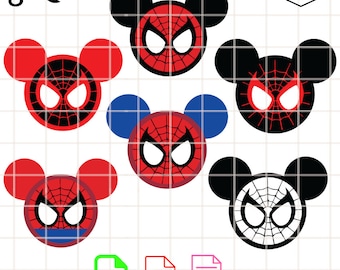 Spiderman Mickey Head Ears SVG File, Spider Verse Svg,Kawaii Svg, Cricut, Silhouette Vector Cut File”