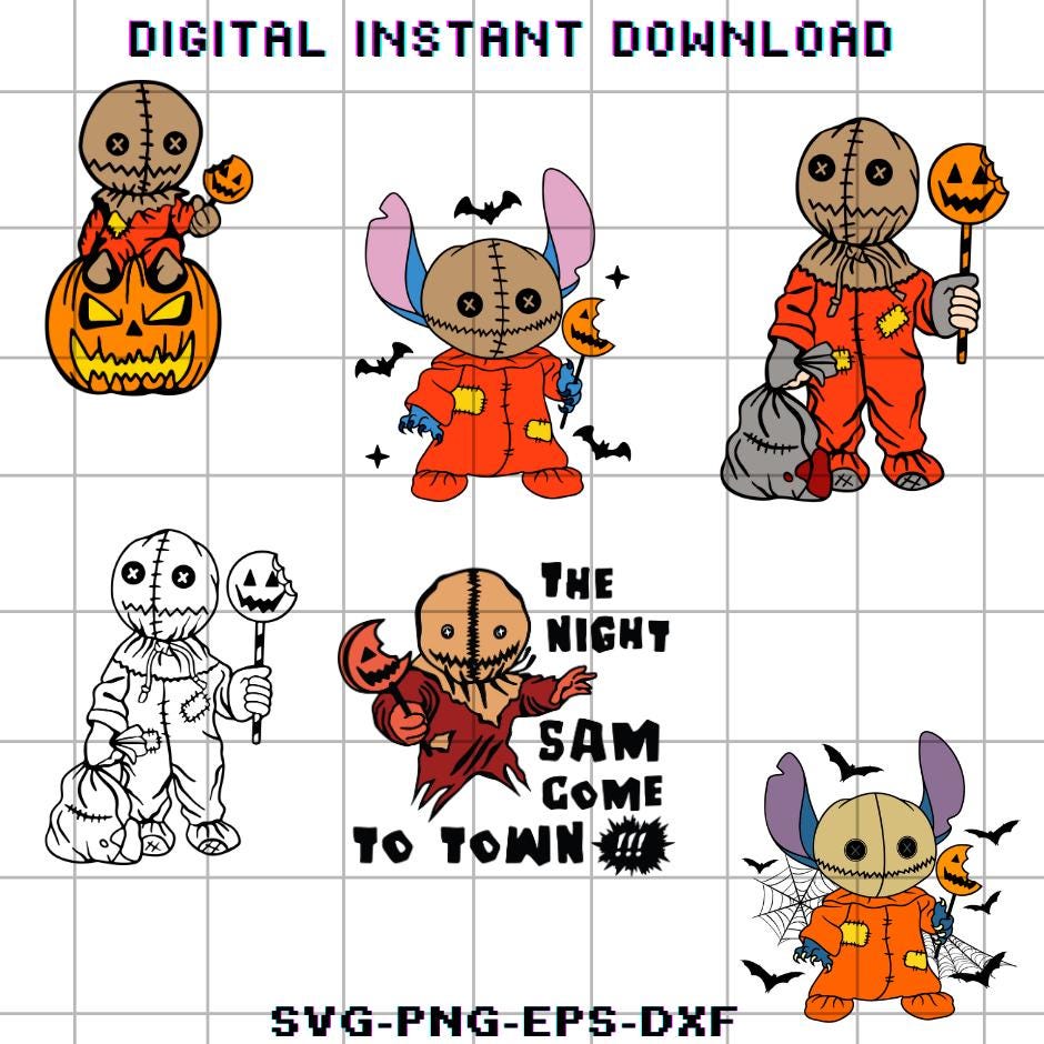Halloween Sam Bundle Svg, Stitch Trick or Treat Png, Sam Pumpkin ...