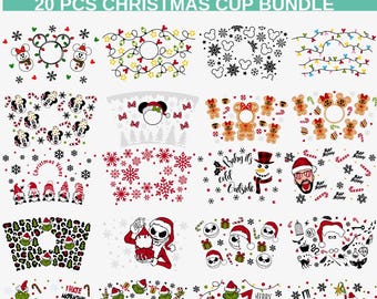Weihnachten Starbucks Full Wrap Vorlage SVG-Bundle, 24 Unzen Acryltasse Vorlage SVG, 24 Unze kalte Tasse Vorlage SVG, 16 Unze Heiße Tasse Vorlage SVG
