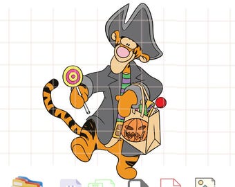 Halloween Tigger Pirate Pumpkin Bag SVG Cutting Digital File