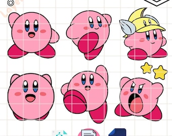 Kirby Bundle Svg, Kirby Little Star Svg, Kirby Face Svg, Games Svg, Cricut, Silhouette Vector Cut File