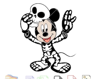Mickey skelet Svg, Mickey Svg, Halloween Svg, kawaii Svg, Cricut, silhouet Vector gesneden bestand