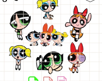 Powerpuff Girls Bundle Svg, Blossom Eyes Svg, Buttercup Svg, Bubbles Svg, Cricut, Silhouette Vector Cut File