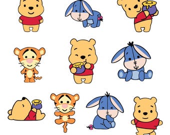 Baby Winnie The Pooh Svg Bundle, Winnie The Pooh And Friends Digital Image, Svg For Cricut, Cute Cartoon Movie Svg Bundle, Svg Png Eps