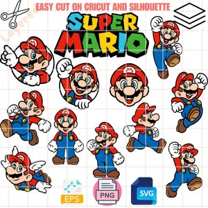 Super Mario Bundle SVG, Mario Charaktere Bundle, Super Mario Bundle, Mario Bros Bundle, Cricut, Silhouette Vektor geschnitten Datei