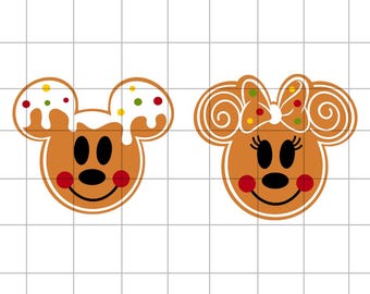 Christmas Donut Mouse Head Svg, Xmas Mickey Gingerbread Digital File