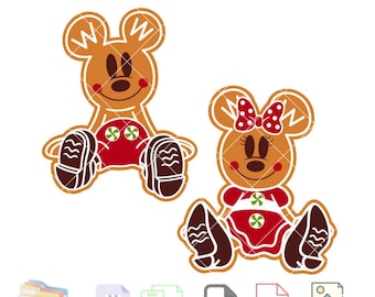 Gingerbread Cookie Mickey & Minnie Svg, Christmas Svg,Christmas Svg, Santa Claus Svg, Cricut, Silhouette Vector Cut File