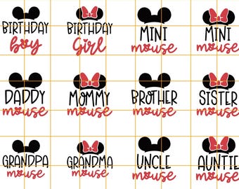 Family Mickeyy Minnie Brithday SVG Bundle, Cute Mickeyy Birthday  Digital Image, Birthday Boy Svg, Birthday Girl Svg, Svg For Cricut